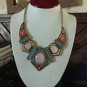 Colorful resin statement necklace 19 in